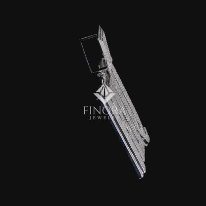 Men's Large iced-out Custom Text Moissanite Pendant with Custom Number Bail By Finora Jewelry