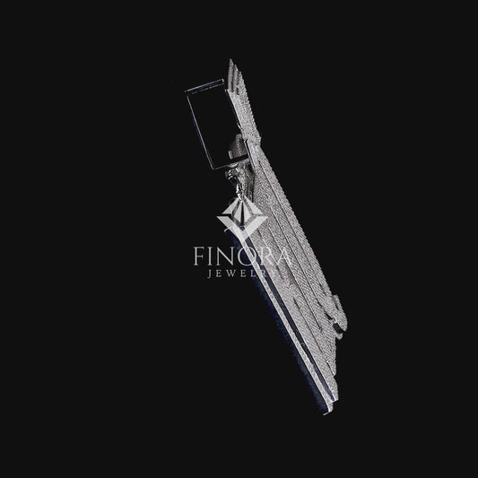 Men's Large iced-out Custom Text Moissanite Pendant with Custom Number Bail By Finora Jewelry