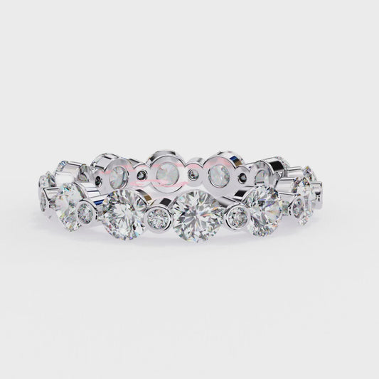 Alternating Bezel-Set Diamond Eternity Band Ring in 925 Silver, 10K/14K Gold (Rose/White/Yellow), & Platinum – Finora Jewelry