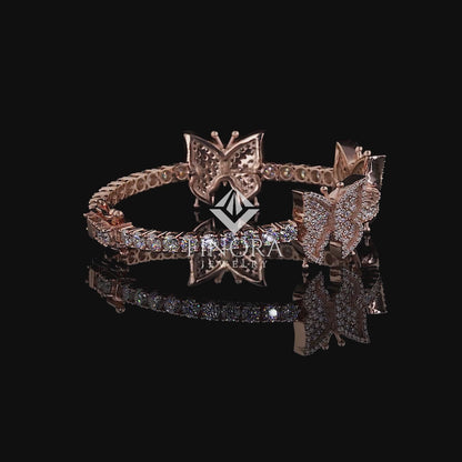 Finora Jewelry: Radiant Butterfly Diamond Bracelet in Rose Gold