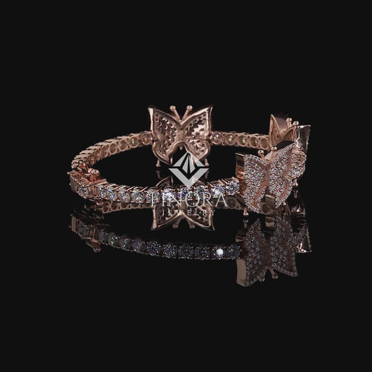 Finora Jewelry: Radiant Butterfly Diamond Bracelet in Rose Gold