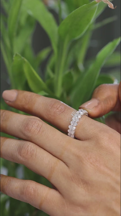 Oval Cut Moissanite Eternity Band Ring | 5×3 MM Colorless VVS | 925 Silver, 10K & 14K Gold