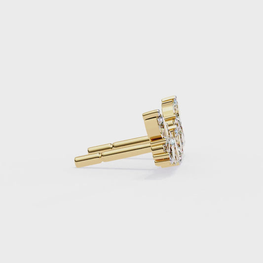 Finora Jewelry Marquise & Round Moissanite Cluster Stud Earring | Modern Leaf-Inspired Design