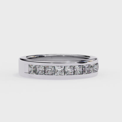 Princess-Cut Diamond Channel-Set Eternity Band – Sleek Radiance in Platinum – Finora Modern Classic
