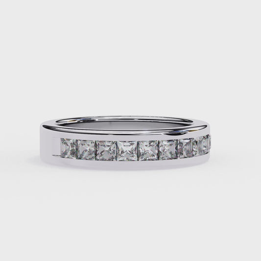 Princess-Cut Diamond Channel-Set Eternity Band – Sleek Radiance in Platinum – Finora Modern Classic