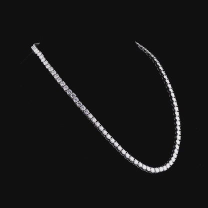 Classic Round Cut Moissanite Tennis Chain Necklace in 925 Silver – 4MM, 5MM, 6MM | 18–24 Inch – Finora Jewelry