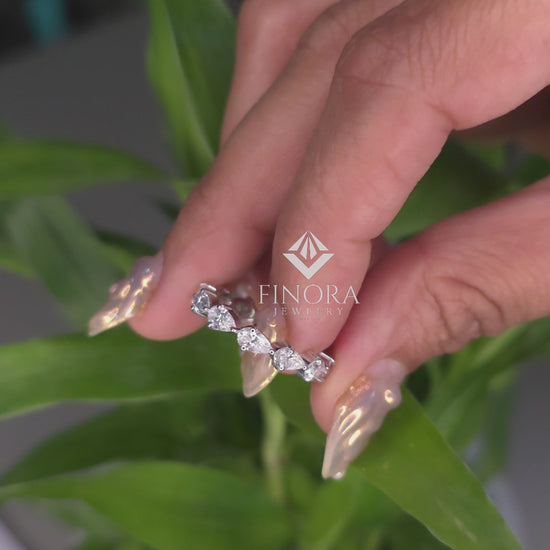 Pear Cut Moissanite Eternity Band by Finora