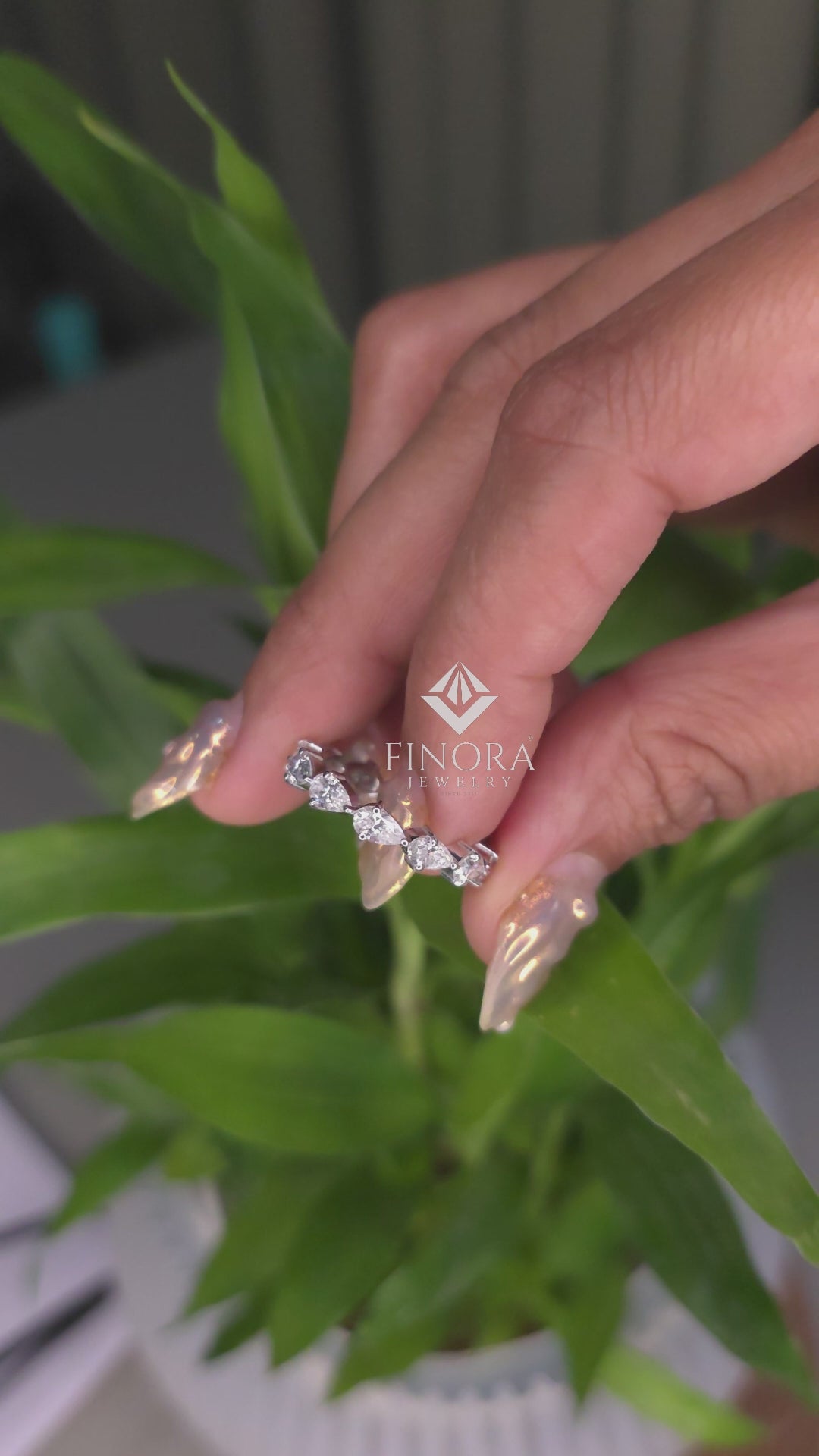 Pear Cut Moissanite Eternity Band by Finora