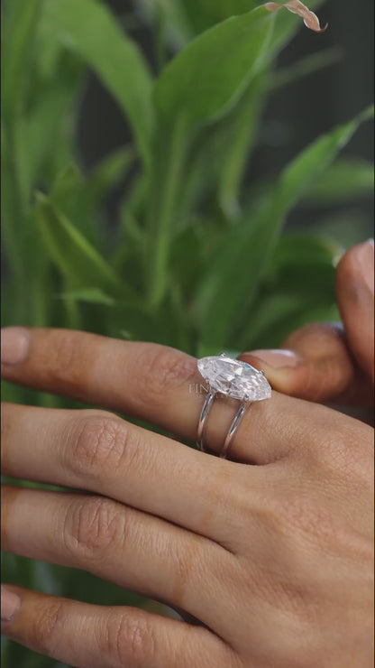 Marquise Cut Moissanite Solitaire Engagement Ring 4.94 CT in 925 Sterling Silver / 10K & 14K Gold