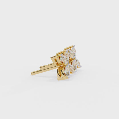 Finora Jewelry Marquise Moissanite Flower Stud Earrings | Elegant Floral Design