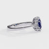 Oval Blue Sapphire & Diamond Halo Engagement Ring in 925 Silver, 10K/14K Gold, or Platinum – Finora Jewelry