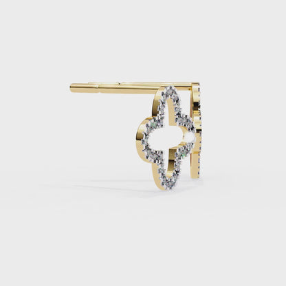Celeste Pavé Diamond Clover Stud Earrings – Finora Jewelry