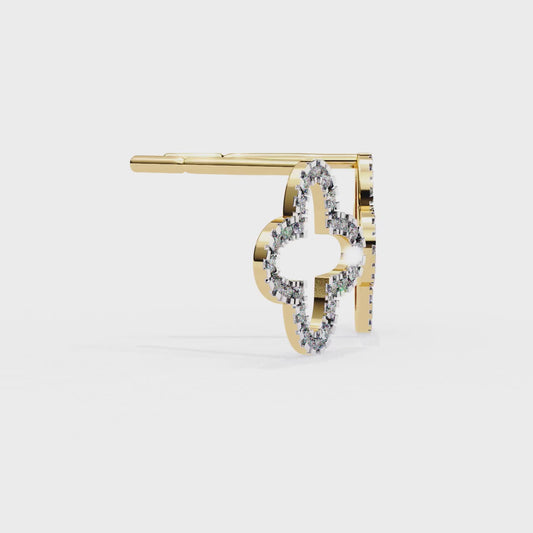 Celeste Pavé Diamond Clover Stud Earrings – Finora Jewelry