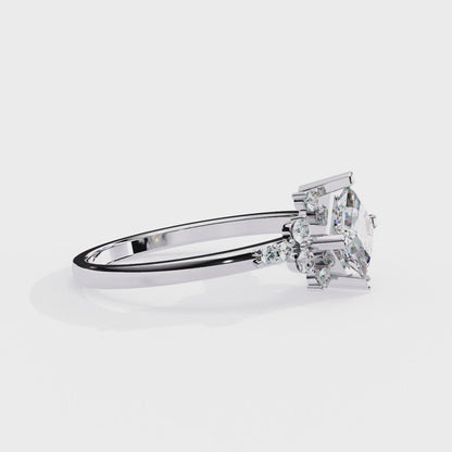 Princess Cut Diamond Cluster Engagement Ring – Regal Radiance in 925 Silver, 10K/14K Yellow, White & Rose Gold, or Platinum – Finora Elegant Snowflake-Inspired Design for Her