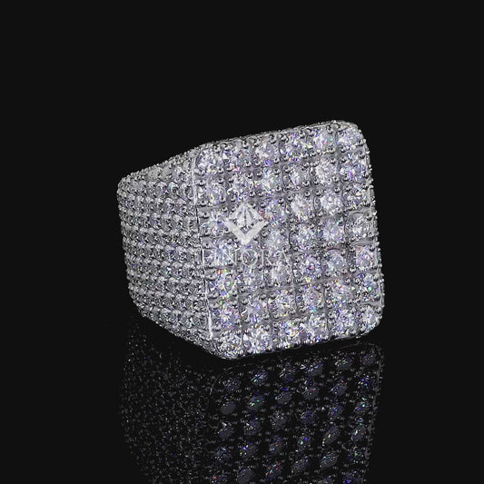 Iced Square Top Cluster Diamond Ring – Statement Piece by Finora Jewelry