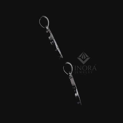 White Gold Plated Fully Iced-Out Oval Pendant with 3D  Logo & Premium Moissanite Detailing