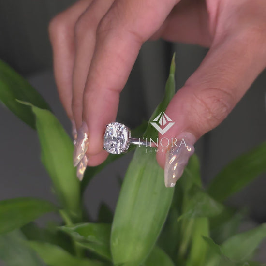 Cushion Cut Moissanite Engagement Ring