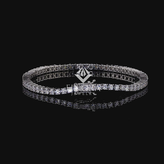 14K White Gold Tennis Bracelet with VVS Moissanite – Classic Iced-Out Elegance by Finora Jewelry