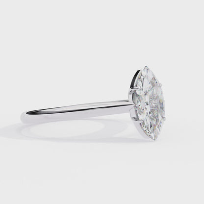Marquise Cut Moissanite Solitaire Engagement Ring – Minimalist Design – 925 Silver / 10K, 14K, 18K Gold / Platinum | Finora Jewelry