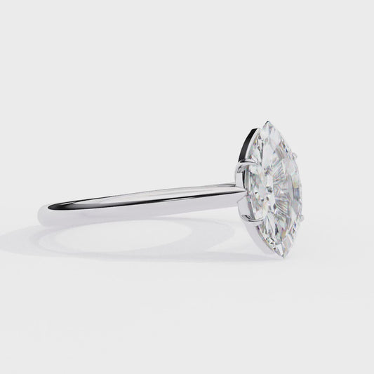 Marquise Cut Moissanite Solitaire Engagement Ring – Minimalist Design – 925 Silver / 10K, 14K, 18K Gold / Platinum | Finora Jewelry